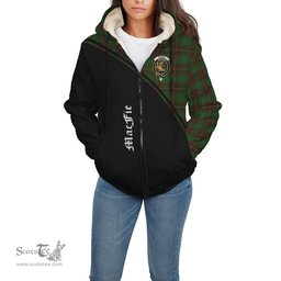 Scottish MacFie Hunting Tartan Sherpa Hoodie with Family Crest Curve Style Tartan Fleece Hoodie Scottish Plaid Tartan Plaid - ScotsTee - scotstee.com