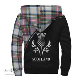 Scottish Dennistoun Tartan Sherpa Hoodie with Family Crest Curve Style Tartan Fleece Hoodie Scottish Plaid Tartan Plaid - ScotsTee - scotstee.com