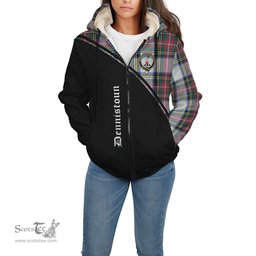 Scottish Dennistoun Tartan Sherpa Hoodie with Family Crest Curve Style Tartan Fleece Hoodie Scottish Plaid Tartan Plaid - ScotsTee - scotstee.com