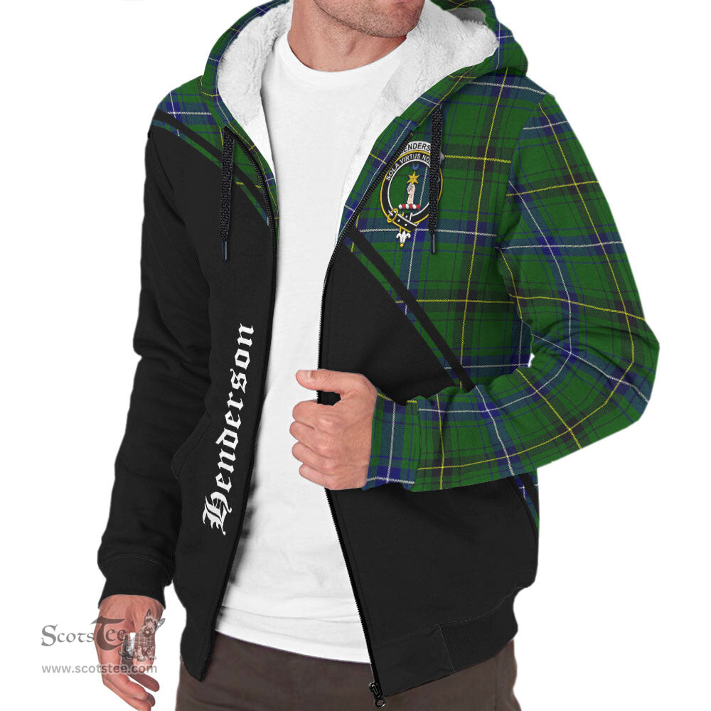 Scottish Henderson Modern Tartan Sherpa Hoodie with Family Crest Curve Style Tartan Fleece Hoodie Scottish Plaid Tartan Plaid - ScotsTee - scotstee.com