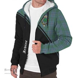 Scottish Irvine of Drum Tartan Sherpa Hoodie with Family Crest Curve Style Tartan Fleece Hoodie Scottish Plaid Tartan Plaid - ScotsTee - scotstee.com