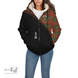 Scottish Hay Ancient Tartan Sherpa Hoodie with Family Crest Curve Style Tartan Fleece Hoodie Scottish Plaid Tartan Plaid - ScotsTee - scotstee.com