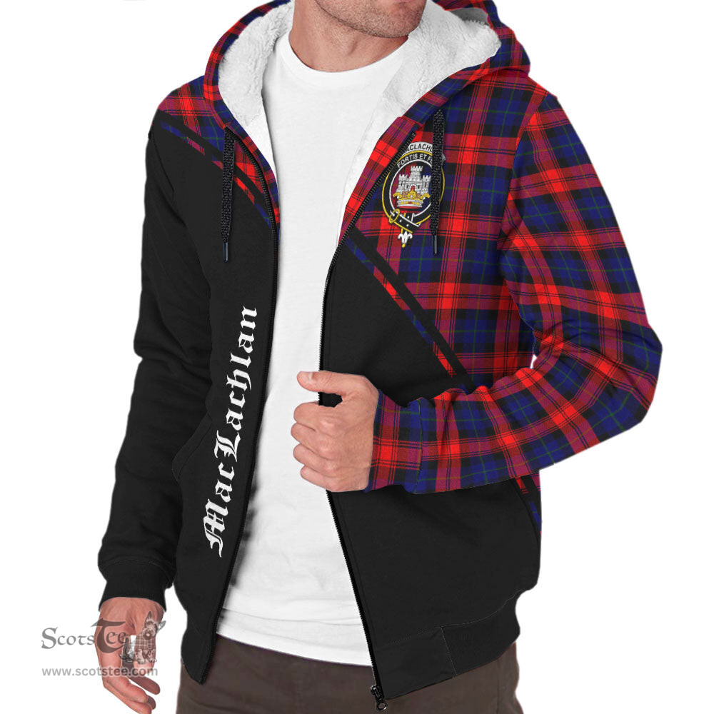 Scottish MacLachlan Modern Tartan Sherpa Hoodie with Family Crest Curve Style Tartan Fleece Hoodie Scottish Plaid Tartan Plaid - ScotsTee - scotstee.com