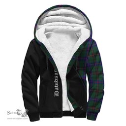 Scottish Davidson Modern Tartan Sherpa Hoodie with Family Crest Curve Style Tartan Fleece Hoodie Scottish Plaid Tartan Plaid - ScotsTee - scotstee.com