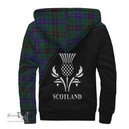 Scottish Davidson Modern Tartan Sherpa Hoodie with Family Crest Curve Style Tartan Fleece Hoodie Scottish Plaid Tartan Plaid - ScotsTee - scotstee.com
