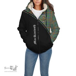 Scottish MacKintosh Hunting Ancient Tartan Sherpa Hoodie with Family Crest Curve Style Tartan Fleece Hoodie Scottish Plaid Tartan Plaid - ScotsTee - scotstee.com