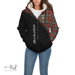 Scottish MacLachlan Weathered Tartan Sherpa Hoodie with Family Crest Curve Style Tartan Fleece Hoodie Scottish Plaid Tartan Plaid - ScotsTee - scotstee.com