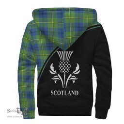 Scottish Johnstone-Johnston Ancient Tartan Sherpa Hoodie with Family Crest Curve Style Tartan Fleece Hoodie Scottish Plaid Tartan Plaid - ScotsTee - scotstee.com