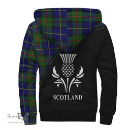 Scottish MacLeod of Harris Modern Tartan Sherpa Hoodie with Family Crest Curve Style Tartan Fleece Hoodie Scottish Plaid Tartan Plaid - ScotsTee - scotstee.com