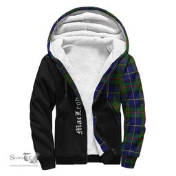 Scottish MacLeod of Harris Modern Tartan Sherpa Hoodie with Family Crest Curve Style Tartan Fleece Hoodie Scottish Plaid Tartan Plaid - ScotsTee - scotstee.com