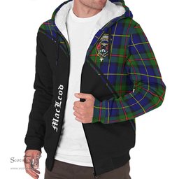 Scottish MacLeod of Harris Modern Tartan Sherpa Hoodie with Family Crest Curve Style Tartan Fleece Hoodie Scottish Plaid Tartan Plaid - ScotsTee - scotstee.com