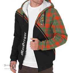 Scottish MacGregor Ancient Tartan Sherpa Hoodie with Family Crest Curve Style Tartan Fleece Hoodie Scottish Plaid Tartan Plaid - ScotsTee - scotstee.com