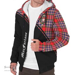 Scottish MacFarlane Modern Tartan Sherpa Hoodie with Family Crest Curve Style Tartan Fleece Hoodie Scottish Plaid Tartan Plaid - ScotsTee - scotstee.com