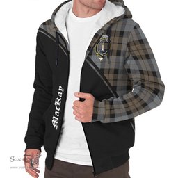 Scottish MacKay Weathered Tartan Sherpa Hoodie with Family Crest Curve Style Tartan Fleece Hoodie Scottish Plaid Tartan Plaid - ScotsTee - scotstee.com