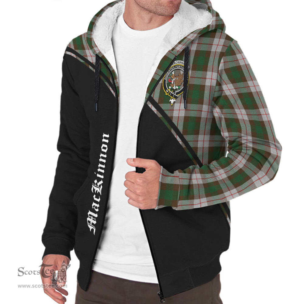 Scottish MacKinnon Dress Tartan Sherpa Hoodie with Family Crest Curve Style Tartan Fleece Hoodie Scottish Plaid Tartan Plaid - ScotsTee - scotstee.com
