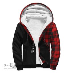 Scottish Hogg Tartan Sherpa Hoodie with Family Crest Curve Style Tartan Fleece Hoodie Scottish Plaid Tartan Plaid - ScotsTee - scotstee.com