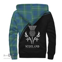 Scottish Hamilton Hunting Ancient Tartan Sherpa Hoodie with Family Crest Curve Style Tartan Fleece Hoodie Scottish Plaid Tartan Plaid - ScotsTee - scotstee.com