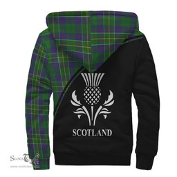 Scottish Hunter of Hunterston Tartan Sherpa Hoodie with Family Crest Curve Style Tartan Fleece Hoodie Scottish Plaid Tartan Plaid - ScotsTee - scotstee.com