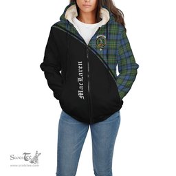 Scottish MacLaren Ancient Tartan Sherpa Hoodie with Family Crest Curve Style Tartan Fleece Hoodie Scottish Plaid Tartan Plaid - ScotsTee - scotstee.com