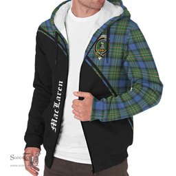 Scottish MacLaren Ancient Tartan Sherpa Hoodie with Family Crest Curve Style Tartan Fleece Hoodie Scottish Plaid Tartan Plaid - ScotsTee - scotstee.com