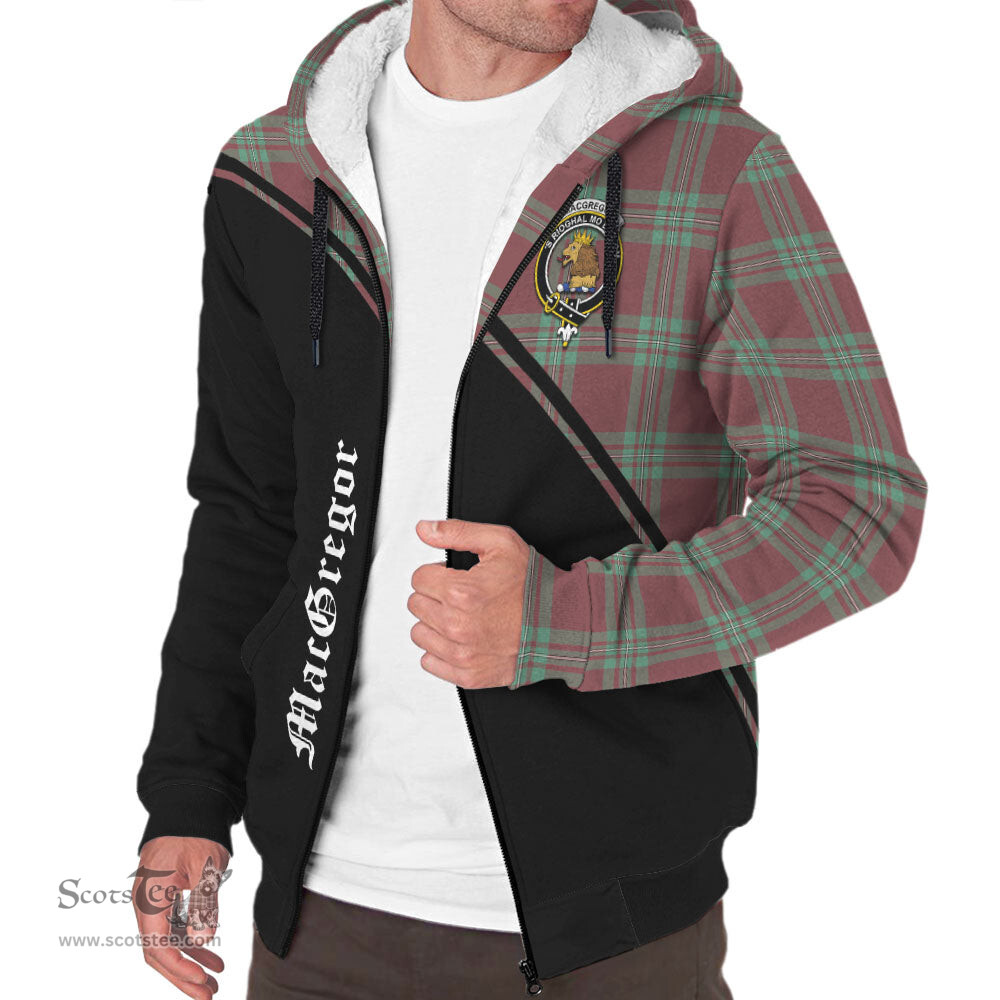 Scottish MacGregor Hunting Ancient Tartan Sherpa Hoodie with Family Crest Curve Style Tartan Fleece Hoodie Scottish Plaid Tartan Plaid - ScotsTee - scotstee.com