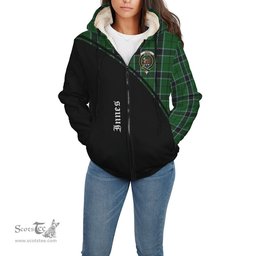 Scottish Innes Hunting Tartan Sherpa Hoodie with Family Crest Curve Style Tartan Fleece Hoodie Scottish Plaid Tartan Plaid - ScotsTee - scotstee.com