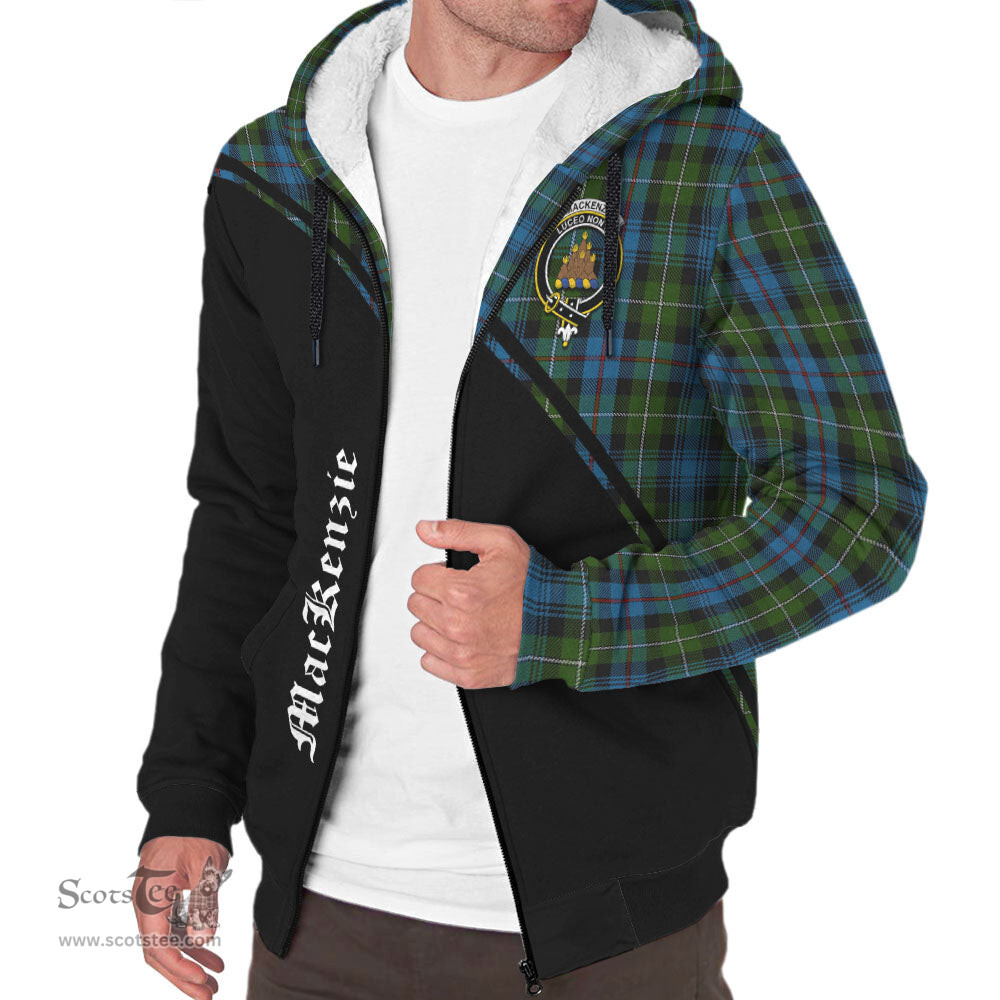 Scottish MacKenzie Tartan Sherpa Hoodie with Family Crest Curve Style Tartan Fleece Hoodie Scottish Plaid Tartan Plaid - ScotsTee - scotstee.com