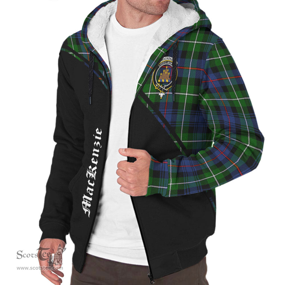 Scottish MacKenzie Modern Tartan Sherpa Hoodie with Family Crest Curve Style Tartan Fleece Hoodie Scottish Plaid Tartan Plaid - ScotsTee - scotstee.com
