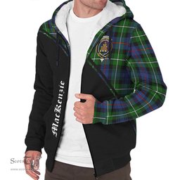 Scottish MacKenzie Modern Tartan Sherpa Hoodie with Family Crest Curve Style Tartan Fleece Hoodie Scottish Plaid Tartan Plaid - ScotsTee - scotstee.com