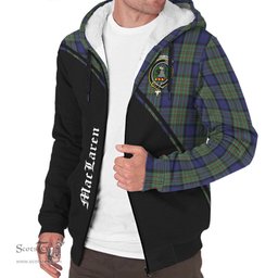 Scottish MacLaren Tartan Sherpa Hoodie with Family Crest Curve Style Tartan Fleece Hoodie Scottish Plaid Tartan Plaid - ScotsTee - scotstee.com