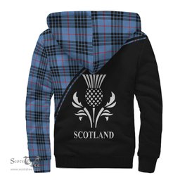 Scottish MacKay Blue Tartan Sherpa Hoodie with Family Crest Curve Style Tartan Fleece Hoodie Scottish Plaid Tartan Plaid - ScotsTee - scotstee.com
