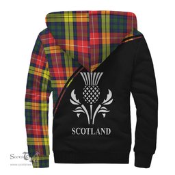 Scottish Dewar Tartan Sherpa Hoodie with Family Crest Curve Style Tartan Fleece Hoodie Scottish Plaid Tartan Plaid - ScotsTee - scotstee.com