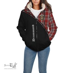Scottish Drummond of Perth Dress Tartan Sherpa Hoodie with Family Crest Curve Style Tartan Fleece Hoodie Scottish Plaid Tartan Plaid - ScotsTee - scotstee.com