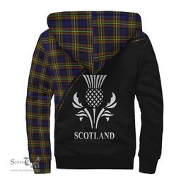 Scottish MacLellan Modern Tartan Sherpa Hoodie with Family Crest Curve Style Tartan Fleece Hoodie Scottish Plaid Tartan Plaid - ScotsTee - scotstee.com