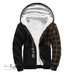 Scottish MacLellan Modern Tartan Sherpa Hoodie with Family Crest Curve Style Tartan Fleece Hoodie Scottish Plaid Tartan Plaid - ScotsTee - scotstee.com