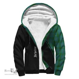 Scottish Irvine of Bonshaw Tartan Sherpa Hoodie with Family Crest Curve Style Tartan Fleece Hoodie Scottish Plaid Tartan Plaid - ScotsTee - scotstee.com