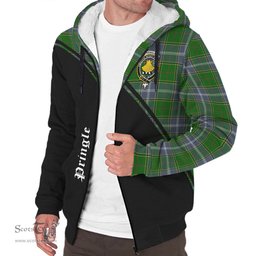 Scottish Pringle Tartan Sherpa Hoodie with Family Crest Curve Style Tartan Fleece Hoodie Scottish Plaid Tartan Plaid - ScotsTee - scotstee.com