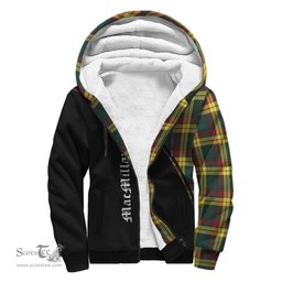 Scottish MacMillan Old Modern Tartan Sherpa Hoodie with Family Crest Curve Style Tartan Fleece Hoodie Scottish Plaid Tartan Plaid - ScotsTee - scotstee.com