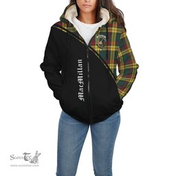 Scottish MacMillan Old Modern Tartan Sherpa Hoodie with Family Crest Curve Style Tartan Fleece Hoodie Scottish Plaid Tartan Plaid - ScotsTee - scotstee.com