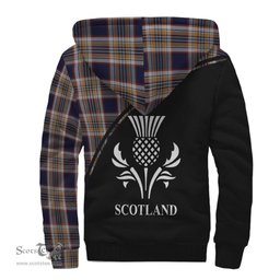 Scottish Stewart Navy Tartan Sherpa Hoodie with Family Crest Curve Style Tartan Fleece Hoodie Scottish Plaid Tartan Plaid - ScotsTee - scotstee.com