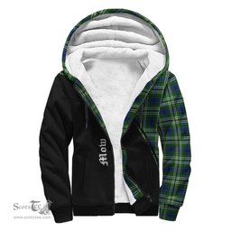 Scottish Mow Tartan Sherpa Hoodie with Family Crest Curve Style Tartan Fleece Hoodie Scottish Plaid Tartan Plaid - ScotsTee - scotstee.com