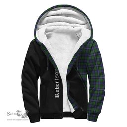 Scottish Robertson Hunting Tartan Sherpa Hoodie with Family Crest Curve Style Tartan Fleece Hoodie Scottish Plaid Tartan Plaid - ScotsTee - scotstee.com