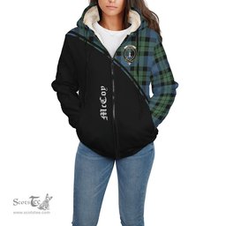 Scottish McCoy Ancient Tartan Sherpa Hoodie with Family Crest Curve Style Tartan Fleece Hoodie Scottish Plaid Tartan Plaid - ScotsTee - scotstee.com