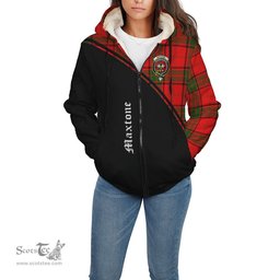 Scottish Maxtone Tartan Sherpa Hoodie with Family Crest Curve Style Tartan Fleece Hoodie Scottish Plaid Tartan Plaid - ScotsTee - scotstee.com