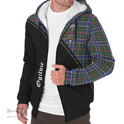 Scottish Ogilvie (Ogilvy) Hunting Modern Tartan Sherpa Hoodie with Family Crest Curve Style Tartan Fleece Hoodie Scottish Plaid Tartan Plaid - ScotsTee - scotstee.com