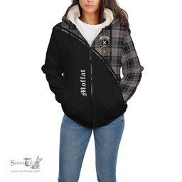 Scottish Moffat Modern Tartan Sherpa Hoodie with Family Crest Curve Style Tartan Fleece Hoodie Scottish Plaid Tartan Plaid - ScotsTee - scotstee.com