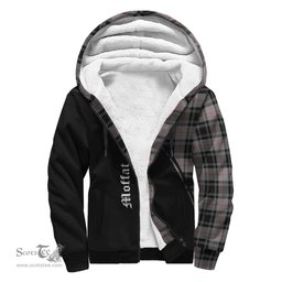 Scottish Moffat Modern Tartan Sherpa Hoodie with Family Crest Curve Style Tartan Fleece Hoodie Scottish Plaid Tartan Plaid - ScotsTee - scotstee.com