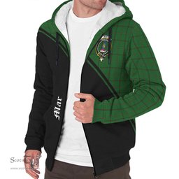 Scottish Mar Tribe Tartan Sherpa Hoodie with Family Crest Curve Style Tartan Fleece Hoodie Scottish Plaid Tartan Plaid - ScotsTee - scotstee.com