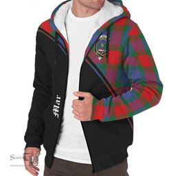 Scottish Mar Tartan Sherpa Hoodie with Family Crest Curve Style Tartan Fleece Hoodie Scottish Plaid Tartan Plaid - ScotsTee - scotstee.com