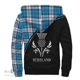 Scottish Roberton Tartan Sherpa Hoodie with Family Crest Curve Style Tartan Fleece Hoodie Scottish Plaid Tartan Plaid - ScotsTee - scotstee.com